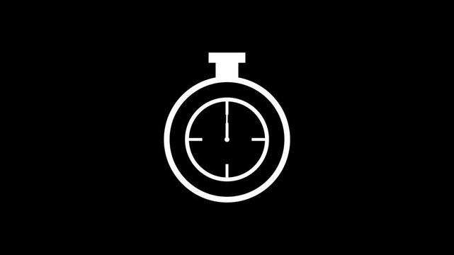 Animated Stopwatch Icon on Black Background &ndash; Timer Countdown Motion Graphic UI Element