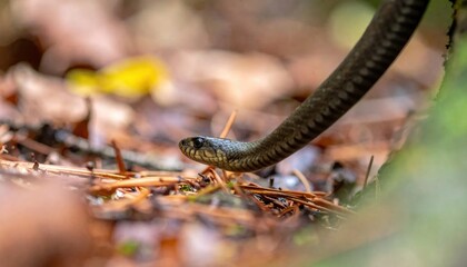 Obraz premium Close up of a non venomous snake in natural environment