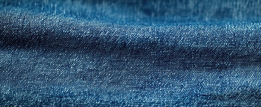 close-up of blue denim fabric showing detailed weave texture and gentle folds with a casual cozy mood