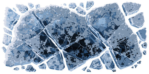 Abstract illustration of cracked ice texture with dark blue shards and sharp geometric fragments shattered background abstract geometric fragment structure fracture transparent splinter © NAHID 