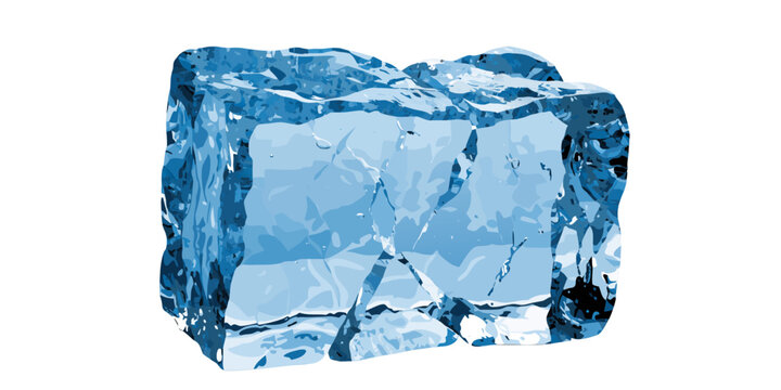 Single realistic blue ice cube isolated on white background with transparent background refreshment clipping drinking beverage isolated reflective illustration
