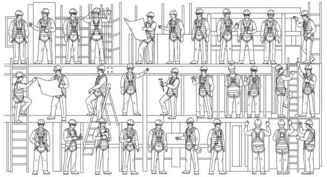 Vintage Blueprint of Soldiers in Formation.