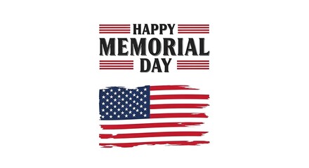 Fototapeta premium Happy memorial day patriotic banner with american flag design