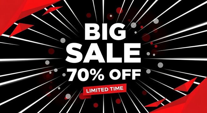 Dynamic big sale advertisement with 70 off limited time offer