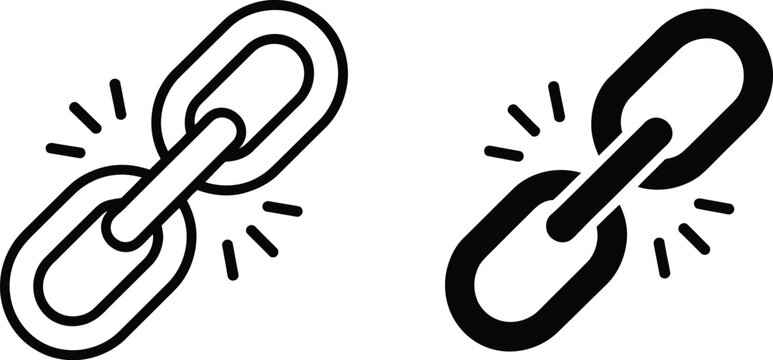 Web link connectivity symbols in thin line and bold styles for social media internet sharing tools