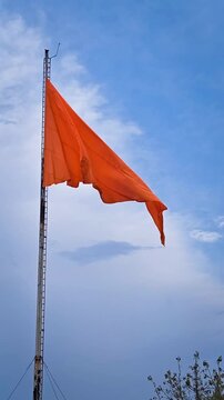 Traditional hindu bhagwa dhwaj waving in the wind