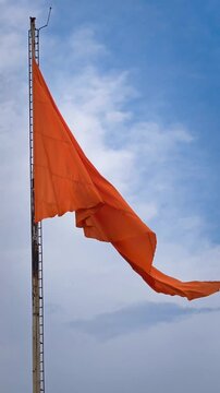 Traditional hindu bhagwa dhwaj waving in the wind