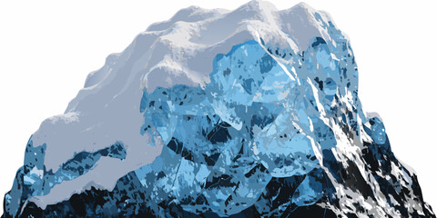 Detailed digital illustration of massive snowy glacial mountain peak with mountain landscape illustration environment adventure climbing exploration formation panoramic mountaineering © Alone