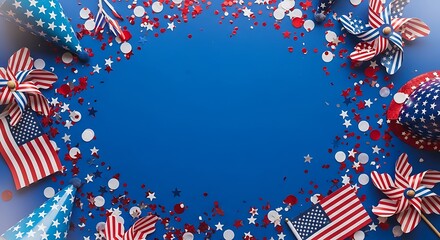 Obraz premium Festive fourth of july celebration patriotic decorations and american flags