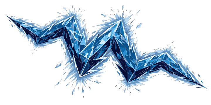 Abstract geometric blue crystal formation with white background sharp edges abstract art modern art abstract geometric formation fragment illustration gemstone minimalist energetic