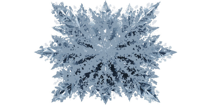Abstract geometric ice crystal formation with jagged shards and frozen appearance on a white background dark blue graphic design abstract geometric snowflake transparent reflective