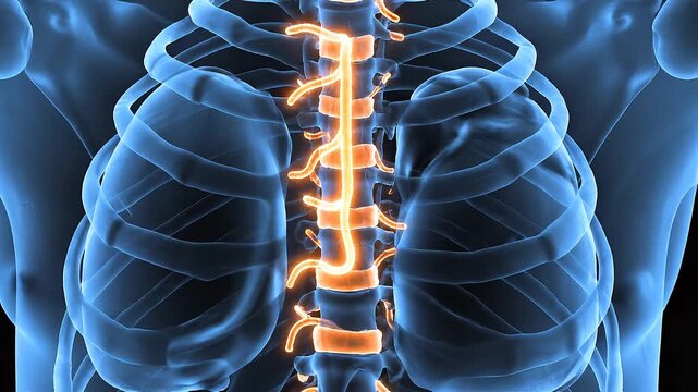 Human Spine and Rib Cage XRay Scan Animation.
