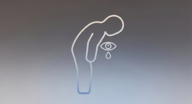 Symbolic representation of human sorrow and emotional distress showing a person crying