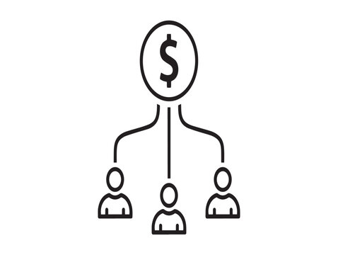Financial distribution icon a simple illustration of money sharing among individuals