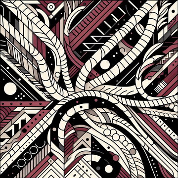 Luxury Minimalist Gorga Batak Tribal Mosaic Vector