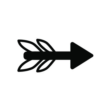 Black silhouette arrow with feathers on shaft