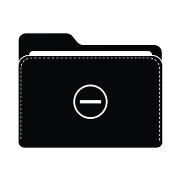 Black folder with minus sign on dark background