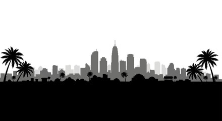 Los Angeles City Skyline Silhouette with Palm Trees Representing California Urban Landscape and Hollywood Metropolitan Vibe © your picture