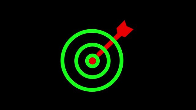 abstract Arrow hitting the center of target - success business concept. business goals achievement, target icon. Motion graphics of business circle arrow