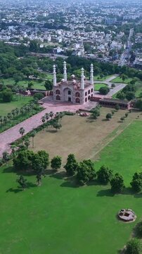 Vertical Aerial View of Akbar Tomb in Agra India