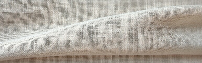 Fototapeta premium close-up of soft natural beige woven fabric with gentle folds and subtle light and shadow evoking a calm cozy feeling