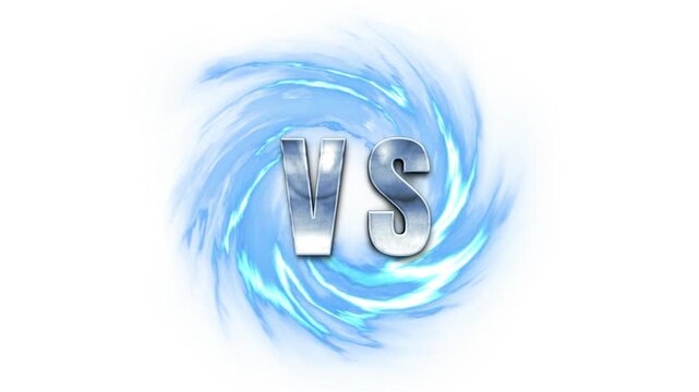Versus metallic logo inside glowing blue energy vortex swirl background for e sports game competition isolated on transparent background