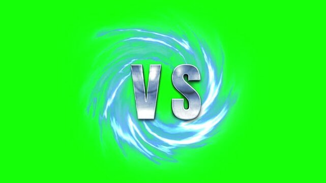 Versus metallic logo inside glowing blue energy vortex swirl background for e sports game competition isolated on transparent background