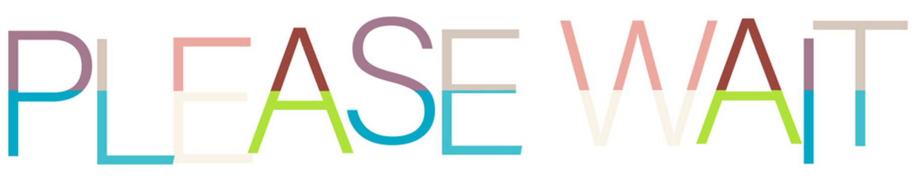 Colorful please wait loading message isolated on transparent background 