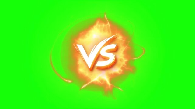 Versus white letters vs logo inside burning fire explosion energy effects isolated on transparent background