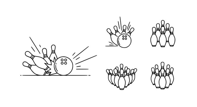 Minimal bowling ball pins outline vector illustration EPS10 isolated