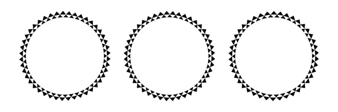 Mexican pattern circle frame with African ethnic motif Islamic triangular ornament round border Aztec culture decorative vector illustration isolated