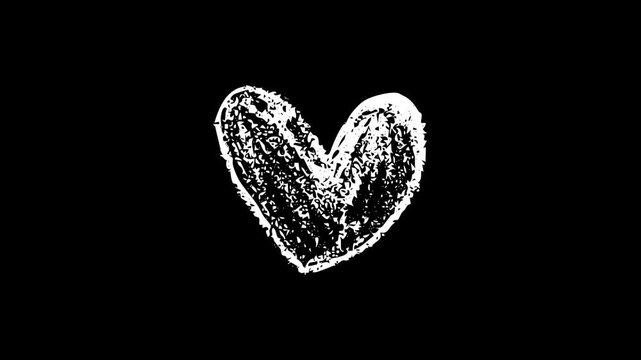 Hand-drawn heart on a Alpha channel, frame-by-frame doodle animation