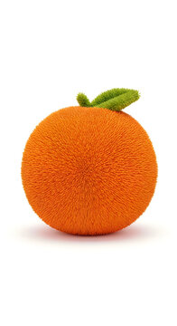 A pixelated image of an orange with a green leaf