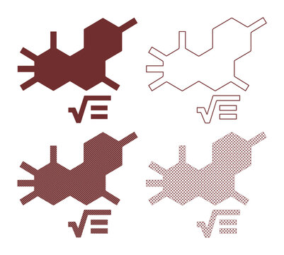 Abstract scientific molecule vector illustration, chemical structure with square root symbol, modern minimalist design for science and technology, educational graphic resource.
