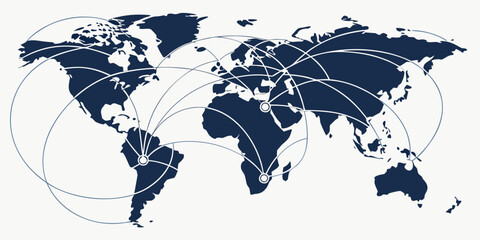 Global business logistics and transportation network connection lines on world map with business logistics transportation connection international shipping delivery infrastructure © Bs