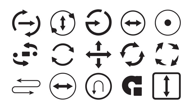 Arrow icon set with refresh, circular, and directional movement symbols.