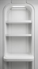 Fototapeta premium Minimalist white shelving in modern design