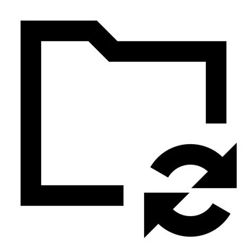 Folder sync icon in sharp bold line style for refreshing, syncing, or reloading documents and files. Perfect for apps, interfaces, dashboards, file systems, and data management platforms.