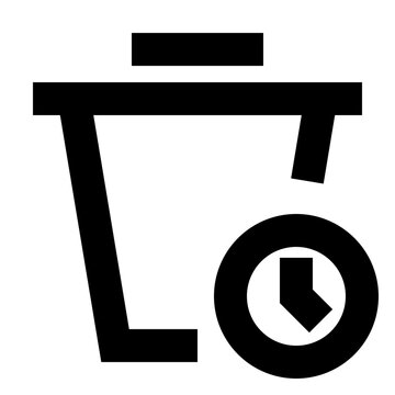 Trash bin icon in sharp bold line style with a history arrow symbol, representing version control, deleted session logs, or rollback actions. Perfect for UI, apps, dashboards, and backups.
