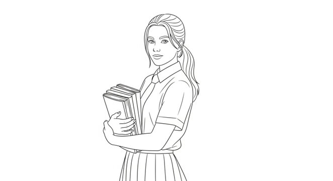 Woman Holding a Book, Focused on the Main Subject.