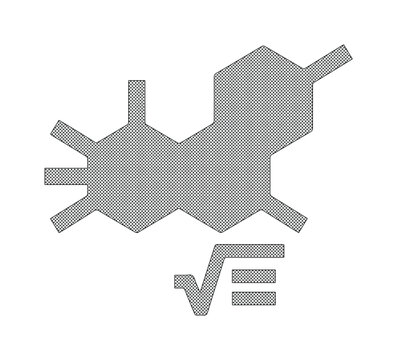 Abstract geometric pattern, a modern gray hexagonal structure, with a square root symbol, representing complex data, science, and technology concepts, vector graphic element for digital design.