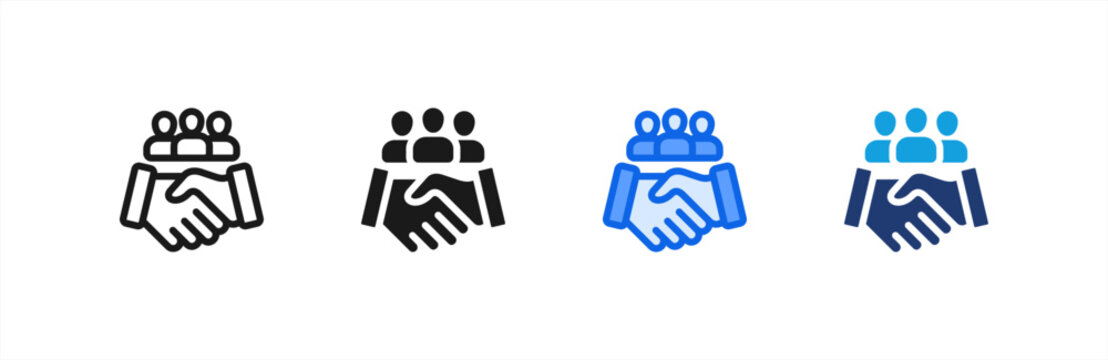 Stakeholder Engagement icon multiple style collection. Vector illustration.