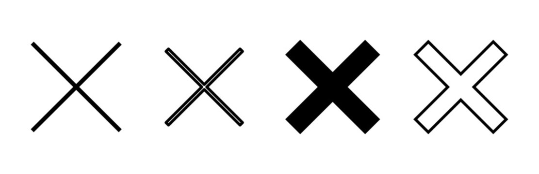 Close icon set. Delete icon vector. cross sign