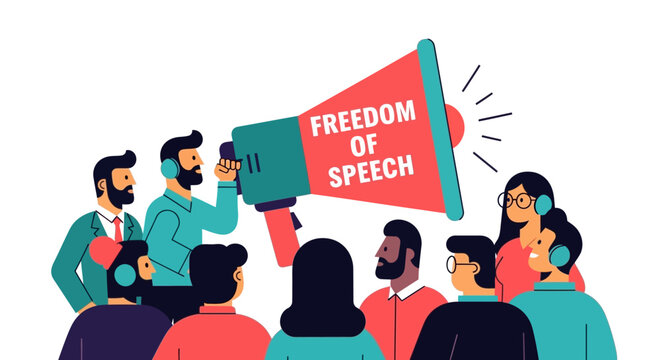 Empowering voices and amplifying ideas illustrating the fundamental right to freedom of speech and expression