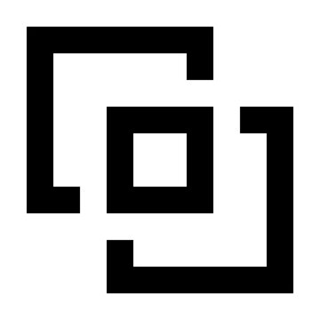 Trim icon in sharp bold line style for pathfinder and boolean functions. Perfect for cropping, overlap adjustment, shape trimming, and vector editing in interface or layout tools and design software.