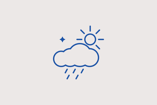 A sun peeking from behind a rain cloud representing changeable autumn weather in a Vector Illustration. Perfect for weather forecasts and seasonal climate icons.