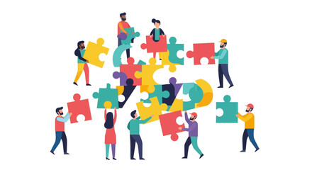 Fototapeta premium Teamwork and Collaboration People Building a Puzzle Together