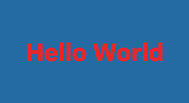 Hello World text in bold red letters.