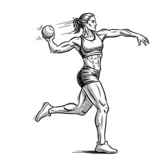 Obraz premium Athletic Woman Throwing Ball in Action - Fitness, Sports, Strength