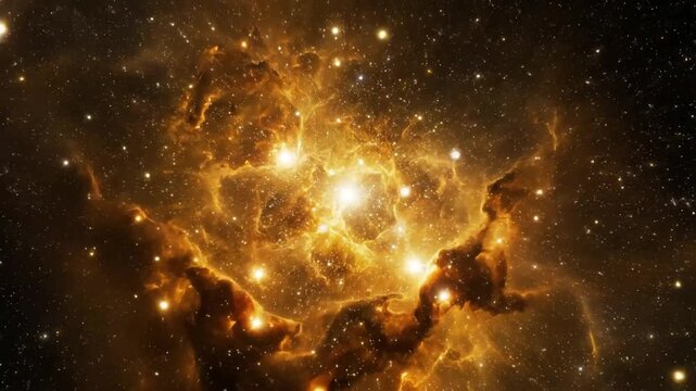 Mesmerizing Cosmic Vista: Brilliant Nebula Swirling with Stars in Deep Space Amidst Darkened Surroundings